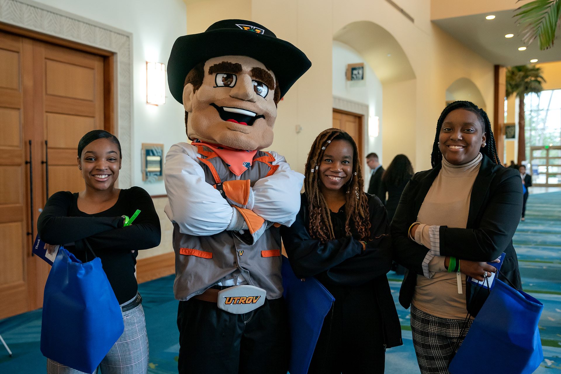 Students posing with Vaquero