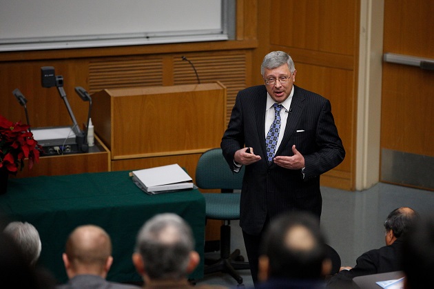 UTRGV College of Engineering & Computer Science (CECS) Dean Dr. Alexander Domijan addresses college faculty, staff and stakeholders during the CECS Town Hall on Friday, Dec. 09, 2016 at the Engineering building in Edinburg, Texas. UTRGV Photo by Paul Chouy