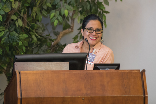 Dr. Beatriz Tapia, UTRGV School of Medicine assistant dean for faculty development, welcomed guests Oct. 26, 2016, to the Transforming Border Health Conference, hosted by the university’s Office of Global Engagement. Tapia, who spoke on mosquito-borne viruses, also acted as moderator of the panel discussions, which included professors from UTRGV and the Unidad Académica
