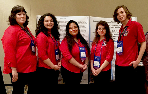 UTRGV Holmes Cadets in March attended the 69th annual Holmes Conference, held by the American Association of Colleges for Teacher Education in Tampa, Fla. The students are, from left, Tiffany Johnson, Karla Gutierrez, Aylie Moya, Sara Rodriguez and James Kazen. (Courtesy Photo)