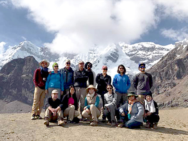 Ten UTRGV Honors College students challenged themselves mentally and physically during a study abroad trip to Peru. The course, covering alpine biology and pre-Columbian architecture, included a demanding 45-mile trek around Ausungate, a sacred Inca Mountain. The courses were co-taught by UTRGV Honors College Dean Mark Andersen and Honors College Faculty Fellow Dr. Robert Bradley. (Courtesy Photo)