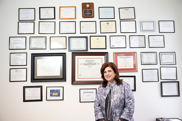 Dr. Lydia Aguilera, director of the UTRGV/UT Austin College of Pharmacy and clinical associate professor in the UTRGV Cooperative Pharmacy Program, has added another level of expertise to an impressive list of accomplishments by achieving board certification in ambulatory care pharmacy from the National Board of Pharmacy Specialties (BPS). (UTRGV Photo by Paul Chouy)
