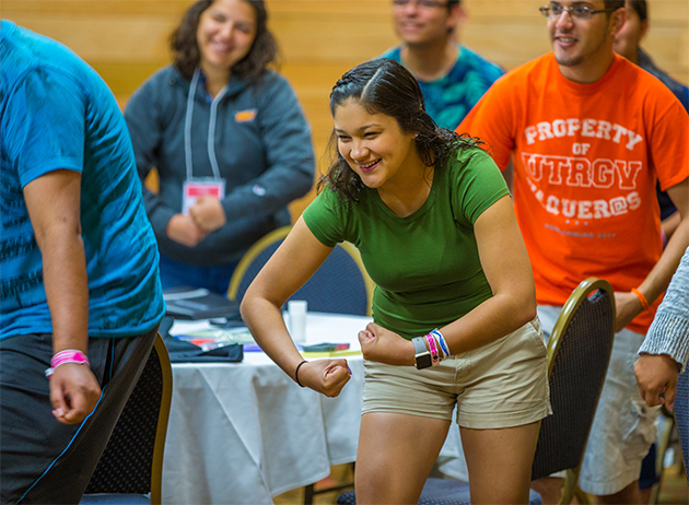 UTRGV’s student leadership retreats and activities, like the one shown here on June 1, 2017, help prepare students for success by focusing on critical development issues like teamwork and empowerment. (UTRGV Archive Photo by David Pike)