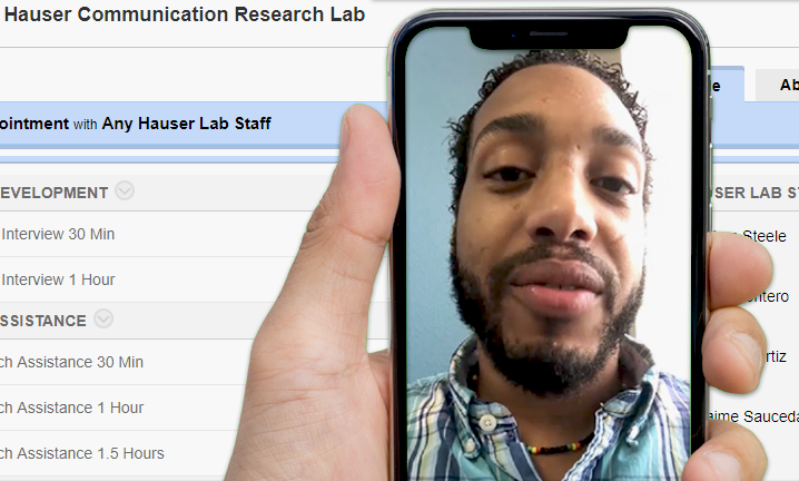 Adam Steele, a speech coach at the UTRGV Hauser Communication Research Lab, said the lab is set up to help students, faculty and staff improve their speech communication skills and enhance presentations they have to deliver to a class or publically. Consultation sessions are available in the lab, or via Skype. (UTRGV Photo)