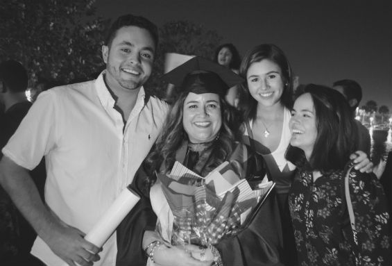 Edna Sanclemente at graduation with her family