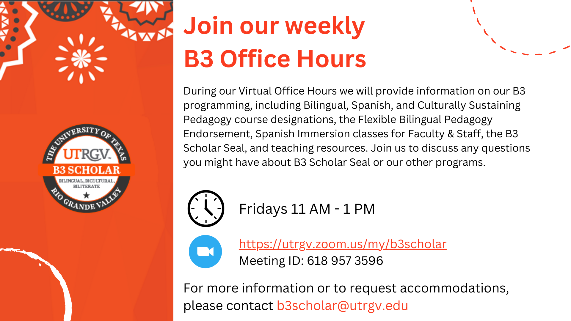 Join our weekly B3 Virtual hours on Friday office hours