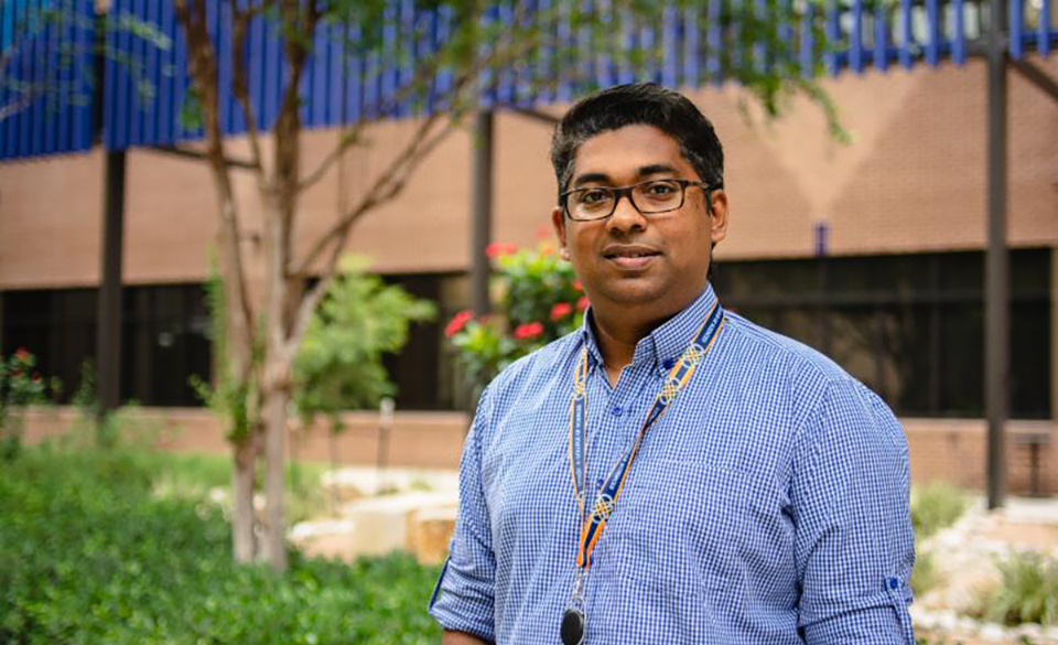 Dr. Rupesh Kariyat, assistant professor in the UTRGV Department of Biology, has been awarded the Entomological Society of America’s Southwestern Branch Distinguished Award in Teaching for his unique, hands-on approach to teaching undergraduate entomology. (UTRGV Photo by Jose A. Peña)