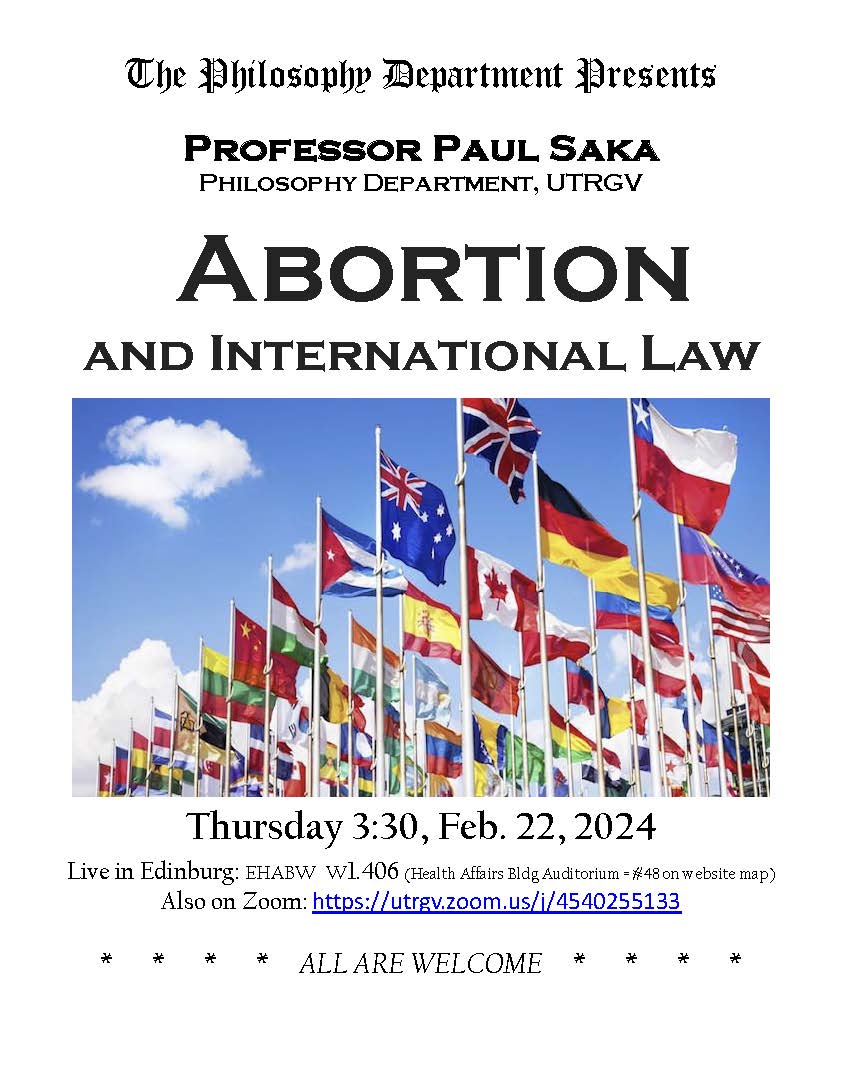 Professor Paul Saka will give a hybrid talk titled "Abortion and International Law"!