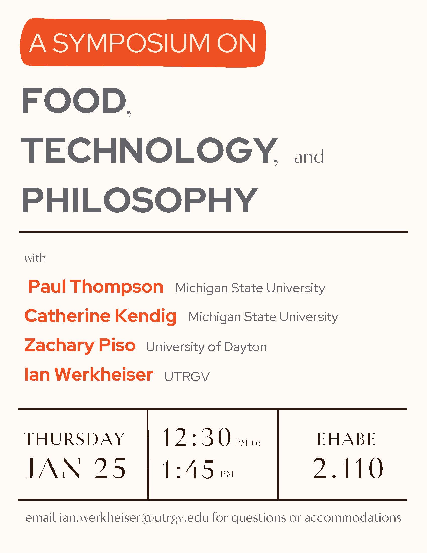 Dr. Ian Werkheiser is hosting a Symposium on Food, Technology, and Philosophy! 