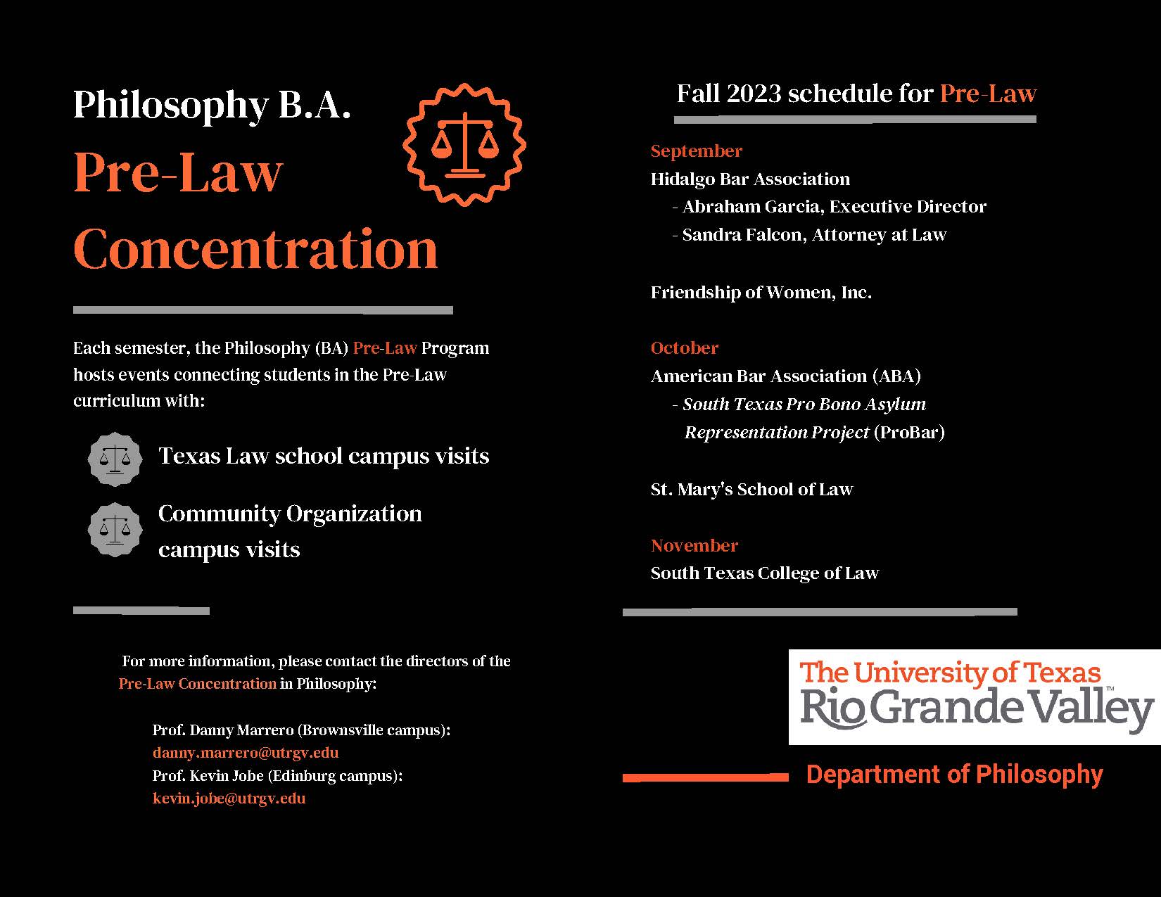 The Philosophy Pre-Law Program is hosting events this fall! 