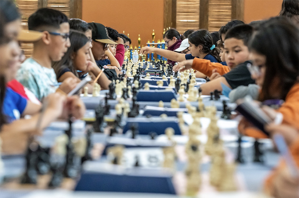 The UTRGV Chess Program will host the 2024 South Texas State Scholastic Championships March 16-17 on the Edinburg Campus. More than 1,000 K-12 students from across the region are expected to compete. The state tournament will crown winners in the elementary, middle and high school categories qualifying them for a play-off with the winners of the same sections of the 2024 North Texas State Scholastic Championships to determine the Texas representatives for the 2024 National Tournaments of State Champions in Norfolk, Virginia, July 27-30. (UTRGV Archival Photo by David Pike)