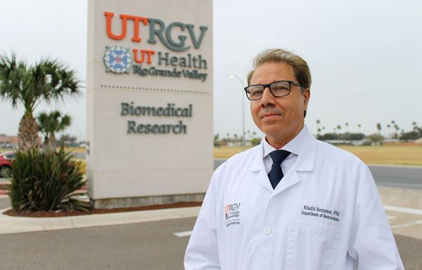 The UTRGV School of Medicine's Institute of Neuroscience has received a $500,000 grant from the Trauma Research and Combat Care Casualty Collective (TRC4) to research chronic pain and depression comorbidity. Dr. Khalid Benamar will lead a team of researchers to test the efficacy and safety of novel pharmacological treatment options. (UTRGV Photo by Heriberto Perez-Zuniga)