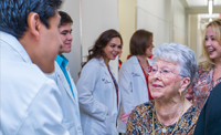 Image of, from left to right, Dr. Guy Bailey, Robert and Janet Vackar, and Dr. Kelley Cronin.