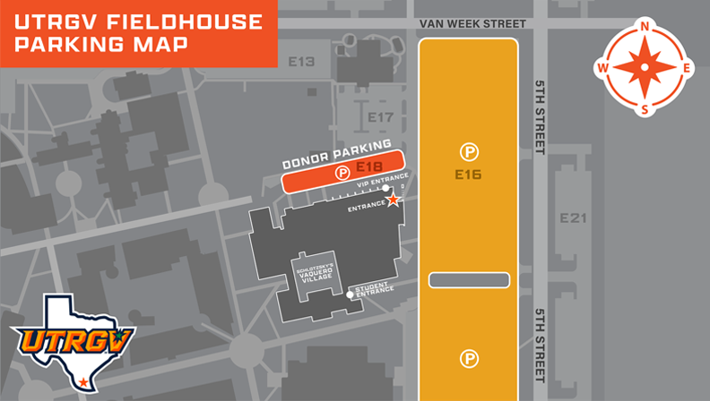 UTRGV Fieldhouse Parking Map