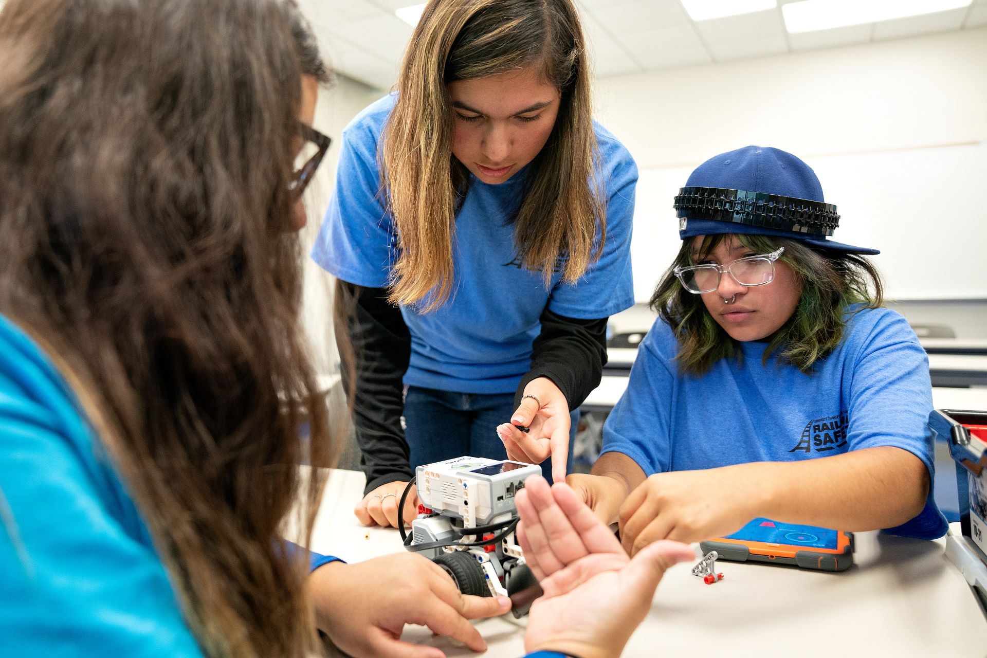 Students learning about robotics