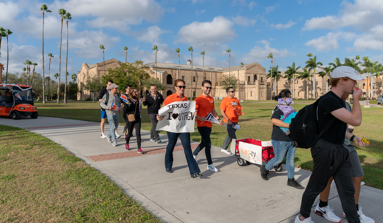 Students walking on campus