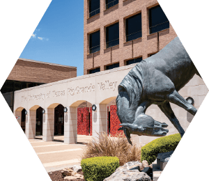 Edinburg building with bronc statue