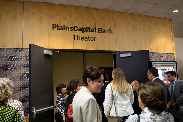 UTRGV on Thursday announced a $1 million gift from PlainsCapital Bank for scholarships. University and community leaders, along with a large contingent of PlainsCapital representatives, gathered at the newly named Plains Capital Bank Theater in the Student Union for the announcement. New signs announced the naming of the theater in the Student Union as the PlainsCapital Bank Theater. (UTRGV photo by Paul Chouy)