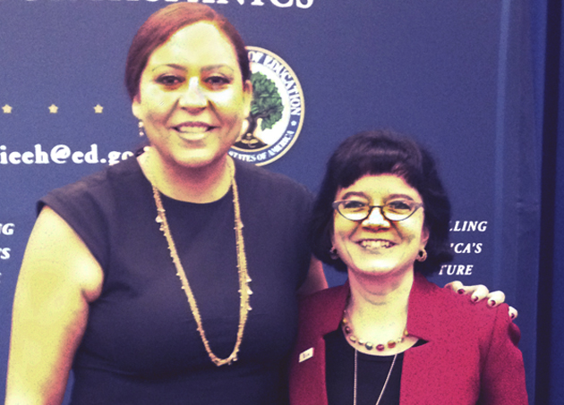 Dr. Marie Mora (at right), associate vice provost for Faculty Diversity and professor of economics at UTRGV, is shown here in Washington, D.C., with Alejandra Ceja, director of the White House Initiative on Educational Excellence for Hispanics. Mora was invited to the White House to participate in the “Fulfilling America’s Future: Latinas in the U.S.” summit presented by the Initiative. She was the only higher education representative on a four-member panel that addressed “Latinas in the Economy: The Spirit of Entrepreneurship in America.” (Courtesy Photo)