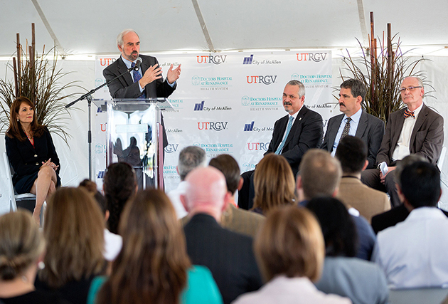 UTRGV President Guy Bailey, during a ground breaking ceremony on Wednesday, Oct. 26, 2016, said the UTRGV Research Facility at DHR will help bring the university one step closer to one of its main goals.