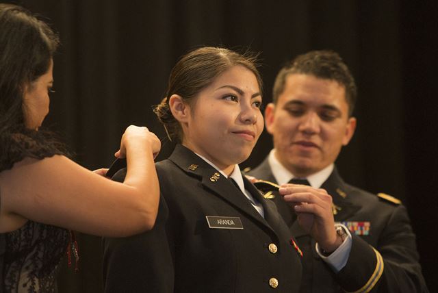 ROTC cadet Ilse Aranda receives commission as second lieutenant in U.S Army Reserves