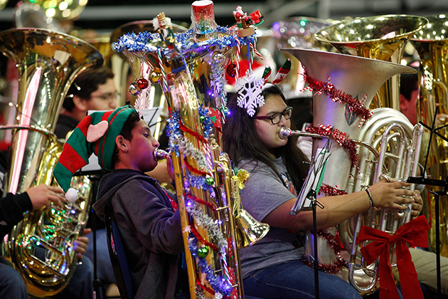 UTRGV hosted Tuba Christmas on Sunday, Dec. 04, 2016 at the Fieldhouse in Edinburg, Texas. An ensemble of more than 450 tuba and euphonium professionals and students 