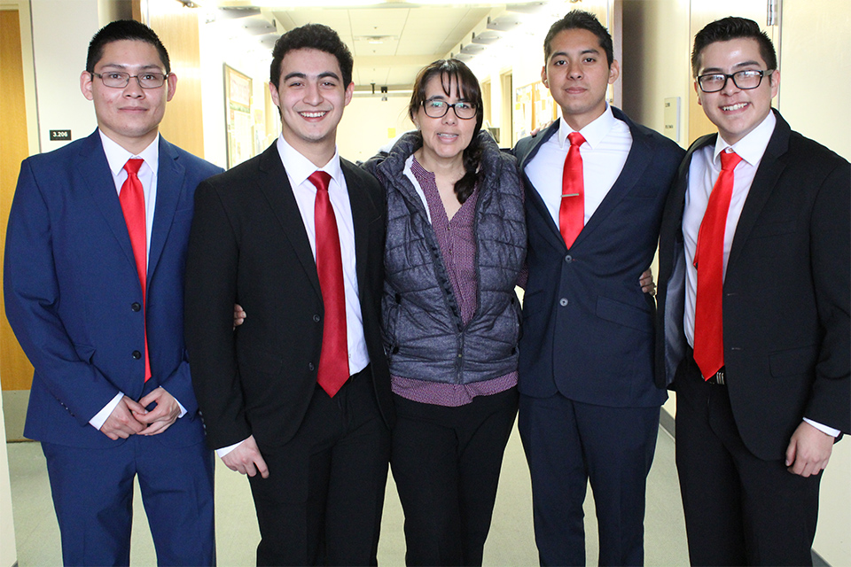 In the photo, from left, are Rodolfo Becerra, Arnoldo Ventura, Dr. Karen Lozano, Misael Martinez, Carlos Hernandez. (Photo courtesy of Chris Ardis)