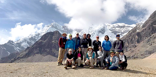Ten UTRGV Honors College students challenged themselves mentally and physically during a study abroad trip to Peru. The course, covering alpine biology and pre-Columbian architecture, included a demanding 45-mile trek around Ausungate, a sacred Inca Mountain. The courses were co-taught by UTRGV Honors College Dean Mark Andersen and Honors College Faculty Fellow Dr. Robert Bradley. (Courtesy Photo)