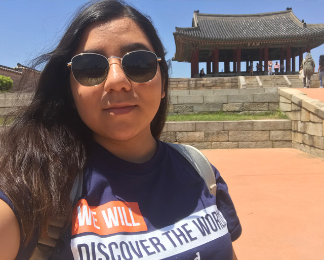 Sixteen UTRGV students had the experience of a lifetime this summer, during a study abroad trip to South Korea. From learning to cook traditional Korean dishes to practicing Taekwondo, UTRGV students spent two weeks studying the language and traditions of a culture previously unfamiliar to them. Led by Mijin Oh-Villarreal, a lecturer in the UTRGV Department of Writing and Language Studies, they participated in the Beginning Korean Studies II mini-semester course, but report the lessons reached far beyond language. (Courtesy Photo)
