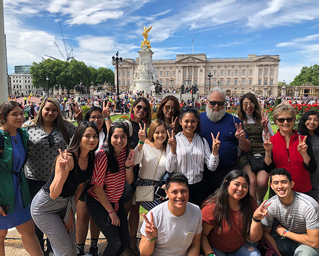 A group of 14 UTRGV Study Abroad students spent three weeks in the United Kingdom in June, traveling to key locations in Scotland and England. Their course of study was Family and Disability (REHS 3320) under the direction of Dr. Bruce Reed, UTRGV professor of Rehabilitation Services and Counseling and director of the School of Rehabilitation Services & Counseling. It was assisted by Dr. Joan Reed, lecturer III within the UTRGV. Aside from their studies, students were able to visit some of the United Kingdom’s most acclaimed points of interest, such as the Scottish Highlands, Edinburgh Castle, Loch Ness, Glasgow, Westminster Abbey, the Tower of London, Oxford University, Cambridge University, Stratford-upon-Avon (the birthplace of William Shakespeare), Buckingham Palace (shown here) and, of course, Stonehenge. (Courtesy Photo)