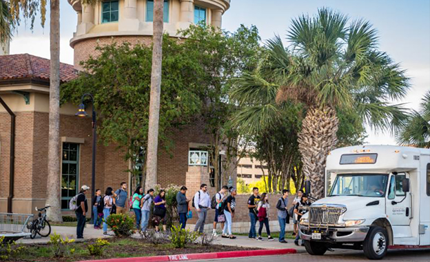 UTRGV students and employees who commute via the Vaquero Express Campus Connector route will soon have new, comfortable bus shelters thanks to a $661,342 grant from the U.S Department of Transportation Buses and Bus Facilities Infrastructure Investment Program received by the Lower Rio Grande Valley Development Council (LRGVDC). (Photo by David Pike)
