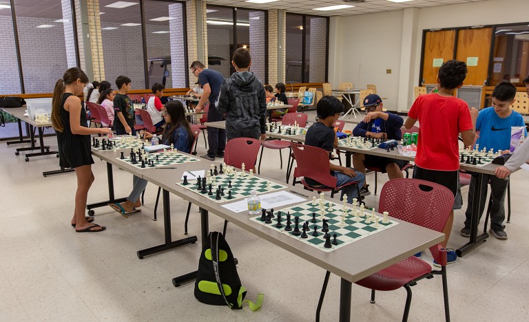 Children learn from UTRGV chess champions