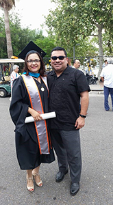 Diana Almaguer at graduation with her husband, Ignacio