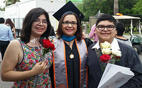 Almaguer with her kids at graduation