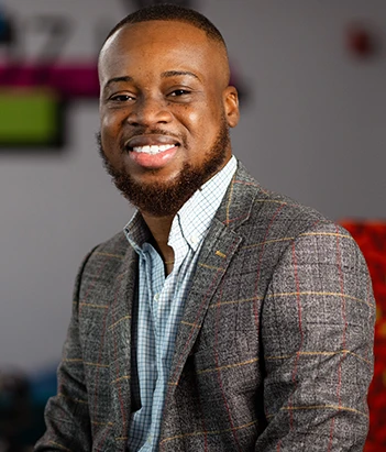 MBA marketing student smiles