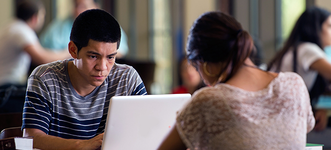 UTRGV students studying at the library