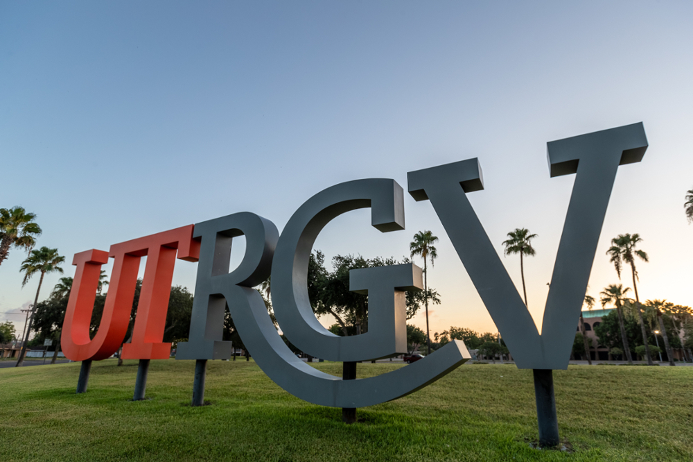 UTRGV bubble letters.