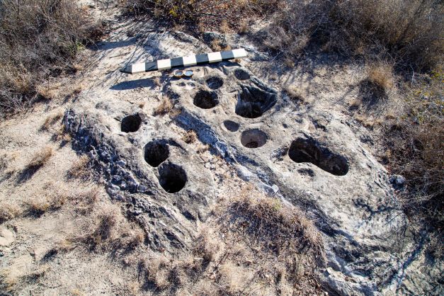 Mortar holes carved by indigenous peoples