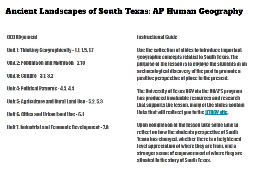 Human Geography Ancient Landscapes