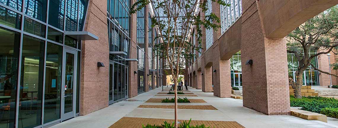 UTRGV Medical School covered pedestrian walkway corridor