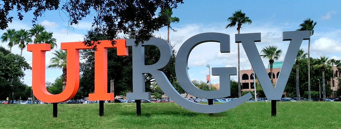 UTRGV logo on lawn