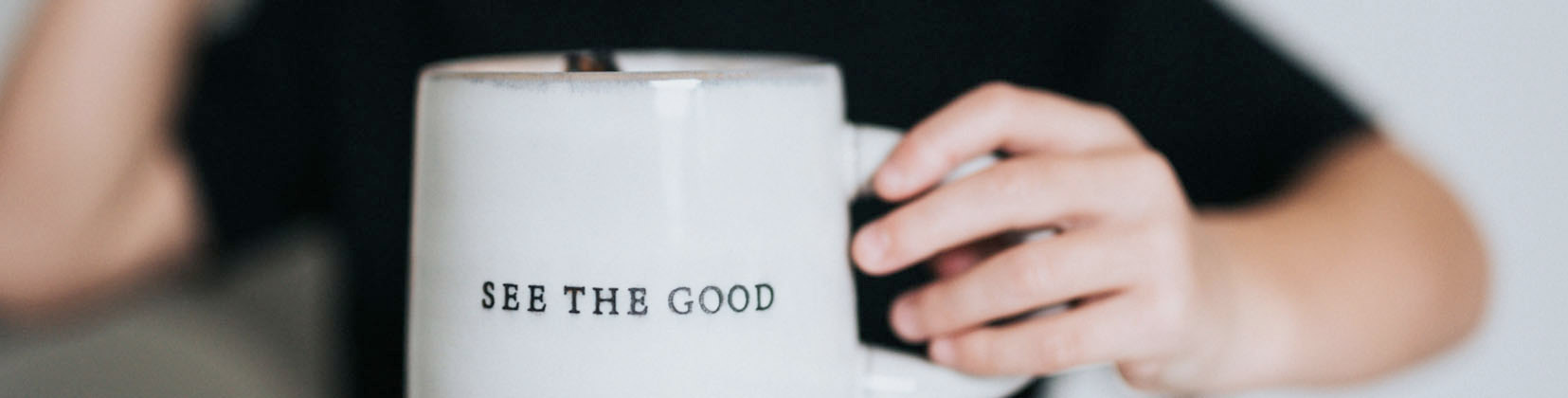 mug with label see the good