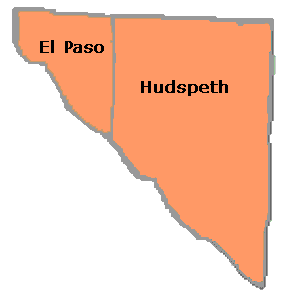Texas Education Agency Educational Service Center Region 19 Map including El Paso and Hudspeth counties
