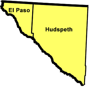 Texas Education Agency Educational Service Center Region 19 Map including El Paso and Hudspeth counties
