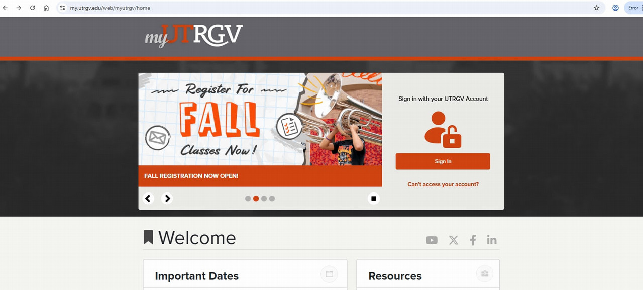 log in to my.utrgv.edu portal image