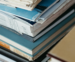 Stack of books and papers