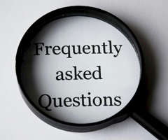 A magnyfing glass with the text Frequently Asked Questions