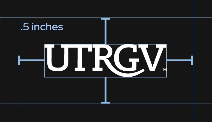 Logo proportions for secondary logo, showing distance of .5 inches.