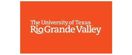 Back of business card. Orange with whiteUTRGV logo.