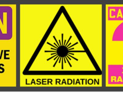 yellow and black laser radiation warning sign